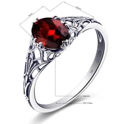 Original Female Ring 100% 925 Sterling Silver Oval Red Garnet Color Rings for Women Art Deco Revival Vintage Jewelry Wholesale