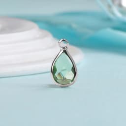 10pcs 14mm Crystal Birthstone Charms Silver Plated Small Water Drop Pendants Jewelry Accessories for Handmade Bracelet Making