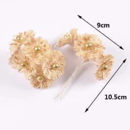 2 Bouquet Mini Golden/Silver Artificial Plant Flowers Christmas Wedding Cake Gift Box DIY Wreath Deco Supplies cp3091