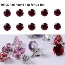 10PCS Surgical Steel Internally Threaded Lip Bar 16G Zircon Top Component For Labret Prong Zircon Ear Tragus Helix Ear Piercing