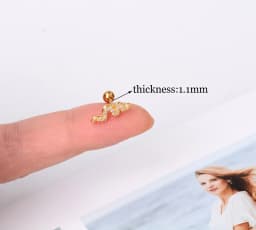 1pcs New Style Stainless Steel Ear Piercing Cz Stud Earrings Snake Moon Round Ball Arc Cartilage Helix Conch Screw Back Earring
