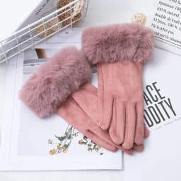 Winter Suede Leather Internal Plush Full Finger Outdoor Riding Warm Gloves Woman's Plush Thick Touch Screen Driving Mittens H92