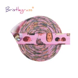 BRISTLEGRASS 2 5 10 Yard 5/8" 15mm Cherry Print Foldover Elastic FOE Spandex Satin Band Tape Hair Tie Headband Dress Sewing Trim