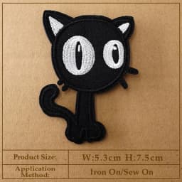 CAT Peace Embroidered Applique Patches Fabric Garment Apparel Clothing Accessories Embroidery Badges Star