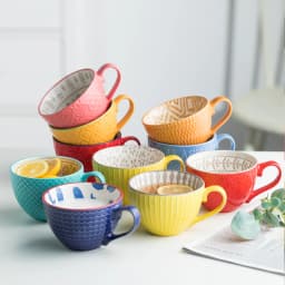 European Style Ceramic Coffee Cups Milk Tea Breakfast Mug Cappuccino Flower Cups Latte Kitchen Tableware High-grade