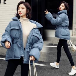2026 New Winter Hooded Long Sleeve Solid Color Black Cotton-padded Warm Loose Big Size Jacket Women Parkas Fashion Outwear