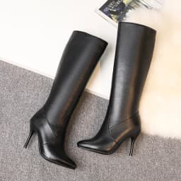Oversized Pointed-Toe Boots Wineglass Heel Stiletto Knee-Length Boots 2020 Autumn Winter New Side Zipper Super High Heel PU Boot