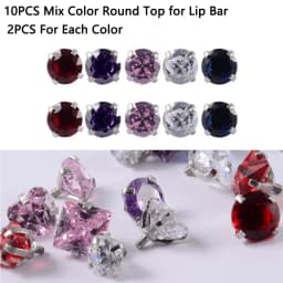 10PCS Surgical Steel Internally Threaded Lip Bar 16G Zircon Top Component For Labret Prong Zircon Ear Tragus Helix Ear Piercing