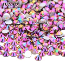 JUNAO 100Gross SS6 SS10 SS12 SS16 SS20 SS30 AB Color Glass Rhinestones Bulk Non Hotfix Flatback Strass DIY Nail Crystal Stones