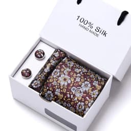 Brand 100% Silk Ties Gift box Office Men Classic Party Wedding striped 7.5cm Silk Wedding Floral Tie Necktie Handkerchief Set