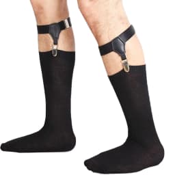 2pcs Men's Black Sock Garters Belt Adjustable Elastic Sock Suspenders Braces Holders Non-slip Duck-Mouth Clips Hold Up