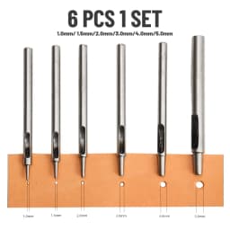 WUTA 6 Pcs Set SPC Round Hole Hollow Punch Set Sharp Steel Watchband Belt Scrapbooking Paper Canvas Leather Craft Tools