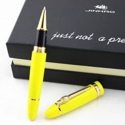Jinhao 159 Luxury Yellow and Silver Clip Ballpoint Pen with Velvet Bag Free Shipping Rollerball Pens
