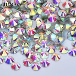 JUNAO 100 Gross Wholesale SS6 8 10 12 16 20 30 AB Glass Rhinestone Bulk Flatback Crystals Round Nail Strass Stone For DIY