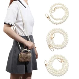 8/10mm Pearl Strap for Bags Handbag Handles DIY purse Replacement Long Beaded Chain for Shoulder Bag Straps Pearl Belt
