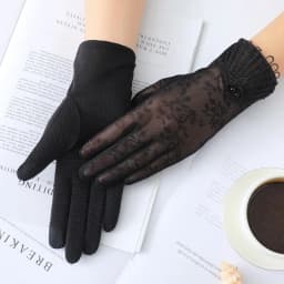 Summer Women Sunscreen Touch Screen Anti-UV Ice Silk Gloves Thin Breathable Non-slip Short Female Elegant Jacquard Drive Gloves