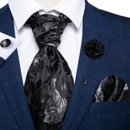 Classic Wedding Ascot Tie For Men Yellow Gold Red Paisley Floral Scarf Neck Tie Brooch Pin Set Cravat Ascot Tie For Banquet