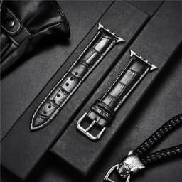 Genuine Cowhide Watchband for Apple Watch Ultra 8 7 6 SE 5 4 3 2 1 Bamboo Patterns Leather Strap 49/45/44/42mm 41/40/38mm