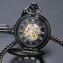 Hollow Skeleton Spider Web Mechanical Necklace Black Pocket Watch Chain Necklace Set Gift Men's Women's Souvenir Christmas Gifts