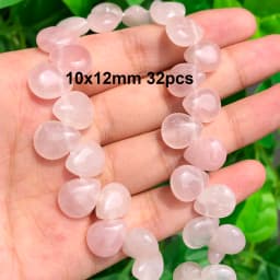 Natural Rose Quartz Beads Matte Pink Crystal Heart Faceted Round Loose Stone Beads for Jewelry Making DIY Handmade Bracelet