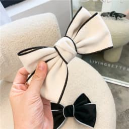Korea Autumn Winter Black White Imitation Cashmere Bow Hairpin Small Fragrance Temperament Top Clip Hairpin Hair Accessories