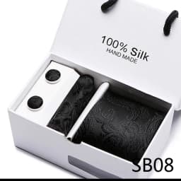 Brand 100% Silk Ties Gift box Office Men Classic Party Wedding striped 7.5cm Silk Wedding Floral Tie Necktie Handkerchief Set