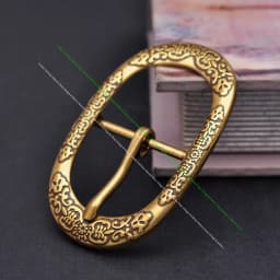 STURDY ANTIQUE BRASS PLATED Flower Pattern METAL OVAL RODEO COWBOY WESTERN LEATHER BELT BUCKLE REPLACEMENT FIT 1 1/2"