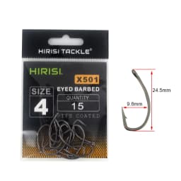 15pcs PTFE Coated High Carbon Stainless Steel Barbed Fish Hook With Eye Carp Fishing Accessories X501