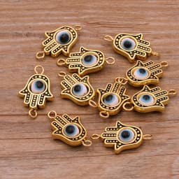 10PCS 13*22mm Fatima Hamsa Hand 10 Color Evil Eye Spacer Bead Connector For DIY Bracelets Necklace Jewelry Handmade Making