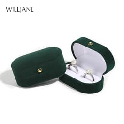 Wedding Ring Packaging Box Ear Studs Holder Velvet Engagement Couple Ring Box Valentine Gift Double Rings Storage Display Case