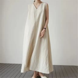 Cotton Linen Women Dress Pocket Solid Loose V-Neck Sleeveless Summer Korean Long Robe Dress For Women