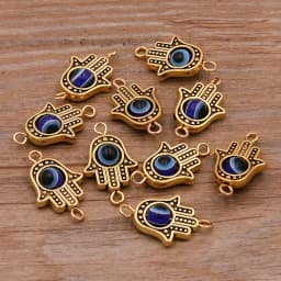10PCS 13*22mm Fatima Hamsa Hand 10 Color Evil Eye Spacer Bead Connector For DIY Bracelets Necklace Jewelry Handmade Making