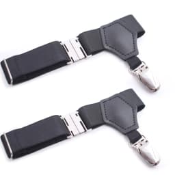 2pcs Men's Black Sock Garters Belt Adjustable Elastic Sock Suspenders Braces Holders Non-slip Duck-Mouth Clips Hold Up