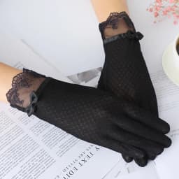 Summer Women Sexy Lace Thin Sunscreen Touch Screen Gloves Soft Ice Silk Skid Driving Anti-UV Elegant Female Outdoor Gloves