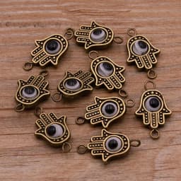 10PCS 13*22mm Fatima Hamsa Hand 10 Color Evil Eye Spacer Bead Connector For DIY Bracelets Necklace Jewelry Handmade Making