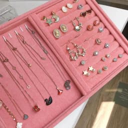 Pink Velvet B/M/S Necklace Earrings Storage Box Showcase Jewellery Stand Holder Ring Jewelry Display Organizer Case Tray Holder