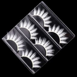 3 Pairs White Eyelashe Fluffy Lace Colored False Lashes Vegan Silk Eye Lashes for Doll Cosplay Party Halloween Makeup