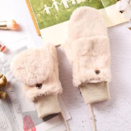 Women Winter Keep Warm Plus Cashmere Thicken Cute Lovely Solid Mittens Full Finger Flip Gloves Outdoor Cycling Windproof Soft