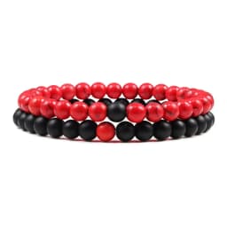Set Bracelet Couples Distance Black White Natural Lava Stone Tiger Eye Beaded Yoga Bracelets for Men Women Elastic Rope Jewelry