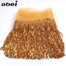 32cm 2yard Shining Mesh Fabric Lace Fringe Sequins Paillette Tassel Ribbon DIY Wedding Party Dance Dress Sewing Accessories