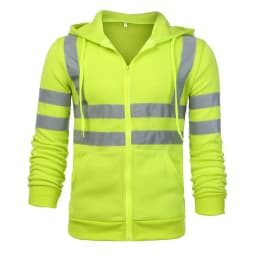 Men Reflective Stripe Hooded Jacket Patchwork Hoodies Road Work High Visibility Pullover Workwear Coat Color Block Hooded Tops