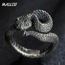 Retro Devil Sheep Ring Punk Exaggerated Spirit Snake Ring Frog Animal Personality Stereoscopic Opening Adjustable Ring Jewelry