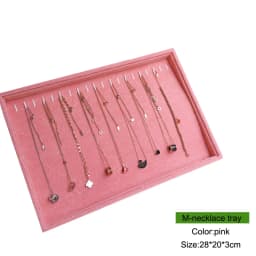 Pink Velvet B/M/S Necklace Earrings Storage Box Showcase Jewellery Stand Holder Ring Jewelry Display Organizer Case Tray Holder