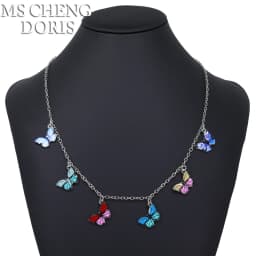 Handmade 7 Colors Cute Cartoon Bear Acrylic Chain Necklaces Candy Color Pendant For Women&Girl Daily Jewelry Party Gifts