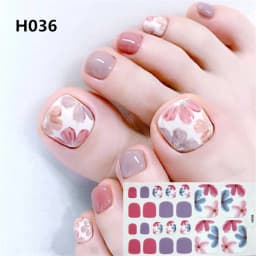 22Tips/Sheet Nail Sticker Adhesive Toenail Art Polish Tips French Glitter Sequins Nail Wraps Strips Easy Toenail Sticker