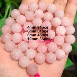 Natural Rose Quartz Beads Matte Pink Crystal Heart Faceted Round Loose Stone Beads for Jewelry Making DIY Handmade Bracelet
