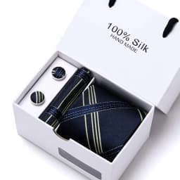 Brand 100% Silk Ties Gift box Office Men Classic Party Wedding striped 7.5cm Silk Wedding Floral Tie Necktie Handkerchief Set