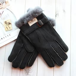 Sheepskin Fur Gloves Men Leather Thick Winter Warm Outdoor Wind and Cold Handmade Sewing Finger New Bickmods Brand
