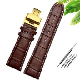 23mm 24mm 26mm 28mm big width-black brownButterfly clasp Mens Alligator Genuine Leather Watch-Strap Band bracelets free shipping