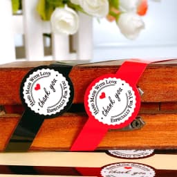 50 Pcs/lot Red Black Thank You Hand Made with Love Long Strip Kraft Label Sticker DIY For Gift Cake Baking Sealing Ticker